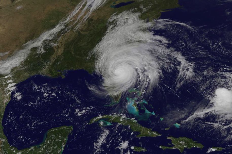 A satellite view of Hurricane Matthew at 2:30 p.m. ET on Oct. 7, 2016. (NASA/NOAA GOES Project)
