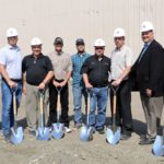 Taking part in Agco’s Aug. 24 groundbreaking ceremony (l-r) were Greg Wells (operations manager, Agco Parts, North America), Lee Fuchs (Nick’s Service, Emerald Park, Sask.); Gerald Swystun (Full Line Ag, Swift Current, Sask.); Jeffrey Fluney (Dennills Agricenter, Dewberry, Alta.); Sean Ferguson (Full Line Ag); Warren Orth (Agriterra Equipment, Lacombe, Alta.); Rod Anderson (Wynyard Equipment, Wynyard, Sask.); Darren Parker (director of sales and marketing, Agco Parts, North America); and Chris Maas (Agriterra Equipment, Weyburn, Sask.). (Agco/BusinessWire photo)