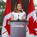 Foreign Minister Chrystia Freeland takes part in a news conference at the Canadian embassy in Washington, D.C. on Aug. 31. (Photo: Reuters/Chris Wattie)