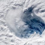 A Sept. 12 view from the International Space Station down the eye of Hurricane Florence, which has since weakened to a post-tropical cyclone. (NASA photo)