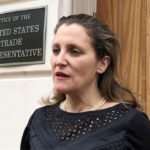 Foreign Minister Chrystia Freeland speaks with reporters in Washington, D.C. on April 25, 2018 after meeting with U.S. Trade Representative Robert Lighthizer to discus NAFTA auto negotiations. (File photo: Reuters/David Lawder)
