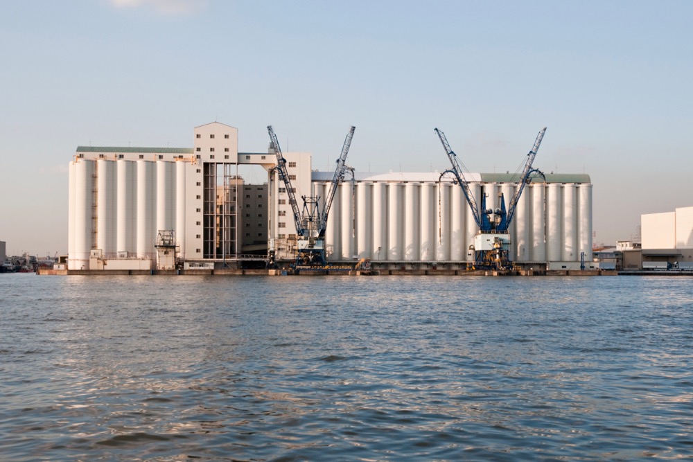 File photo of wheat storage for a flour mill at Yokohama, Japan. (Joel-t/iStock/Getty Images)
