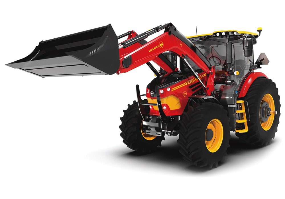 The “heritage” look brought to Versatile brand tractors and sprayers in 2017 continues through to 2020. But some new tractors have been added to the line to wear that livery, particularly the Nemesis line. They’re an addition to the brand’s other five-model MFWD line that offers 2715 to 365 engine horsepower and began production in late 2019.
Three Nemesis tractors offer 175 to 210 horsepower, adding to the lower end of Versatile’s previous MFWD horsepower offerings. 6.7 litre Cummins engines will power all three Nemesis models, and that power gets routed through a 49 km/h. 30 X 15 powershift transmission. And an optional version capable of 50 km/h. is available.
Nemesis tractors can be ordered with either standard or suspended front axles offering a 55-degree turning angle.
A closed-centre hydraulic pump capable of 31 GPM (120 l/min.) comes standard. But buyers can opt for 42 GPM (160 l/min.) upgrade instead. Three SCVs are standard with the lower flow pump. But that can be bumped up to five with the high-flow option. The brand’s articulated line of four-wheel drive models will continue to top out at 610 horsepower in both wheeled and Delta Track versions. New engine management software and redesigned planetary gear was introduced for 2019 in all the large-frame tractors, resulting in a boost in torque to the drive wheels. That jump, 15 per cent in the Delta Track and seven per cent in the wheeled models, put extra muscle in front of the drawbar by ensuring more of the power from the Cummins engines reaches the ground.