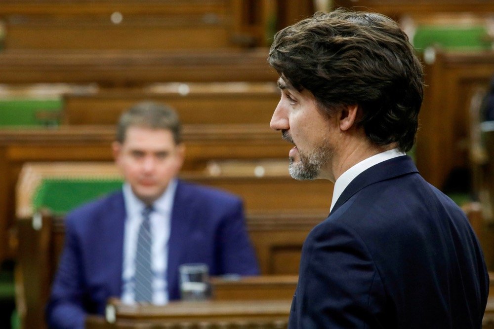 Prime Minister Justin Trudeau speaks in the House of Commons on April 20, 2020. (Photo: Reuters/Blair Gable)
