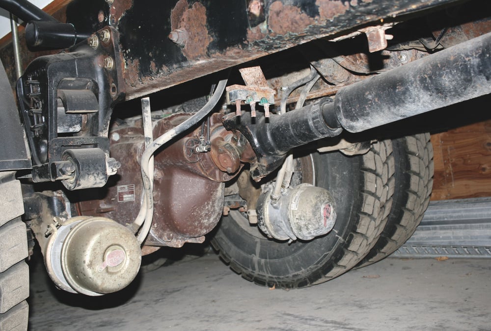 The new drive axle was placed in front of the existing two. The gears in the new differential had to be changed to match up with the gears in the old ones.