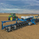 Kinze’s 24-row 4905 True Speed planter is shown above. The True Speed system allows corn and soybean farmers to plant at speeds up to 12 miles per hour without compromising singulation or seed spacing.