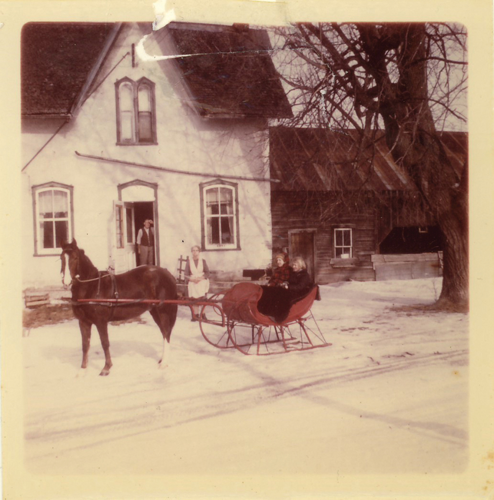 Even a cutter ride was a bit of a novelty in 1969, as long-time neighbour Edith Whittaker hitched up her horse on this March day to pay a visit to my grandparents. 