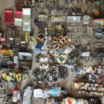 Another shot of the tools and parts organized by likeness. This proved a convenient way to take stock of what we had, what we had in duplicate, what we needed to keep, what we didn’t know we had and what we needed to get rid of.