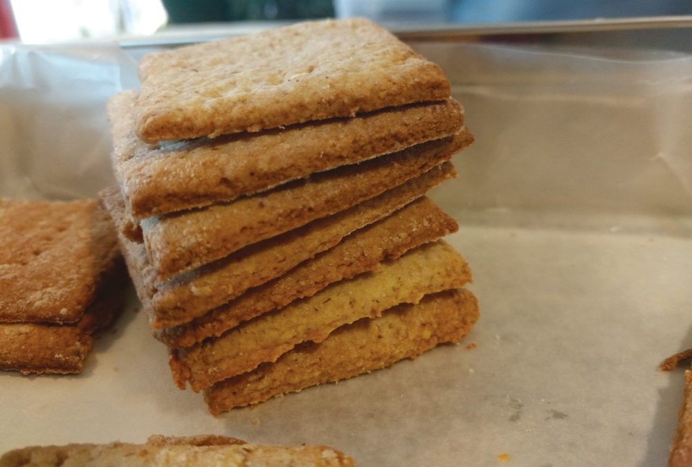 I for one am thoroughly sick of screens, and those viewing snacks have caught up with me. The recipe below for these whole wheat crackers may be just the thing you’re looking for.