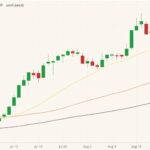 CBOT December 2021 oats (candlesticks) with 20-, 50- and 100-day moving averages (yellow, brown and black lines). (Barchart)