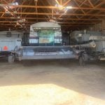 Hardman refers to these three combines as his Gleaner trifecta. The one in the middle is a 1998 rotary model and is the newest of the three. The other two models were manufactured in 1982 and 1989.