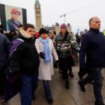 Romana Didulo, the self-declared “Queen of Canada” and a leading Canadian QAnon figure, leaves after speaking on Parliament Hill as truckers and supporters continue to protest COVID-19 vaccine mandates, in Ottawa on Feb. 3, 2022. (Photo: Reuters/Patrick Doyle)