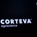 The logo and trading info for Corteva Agriscience displayed on the New York Stock Exchange in New York. Photo: Reuters/Brendan McDermid