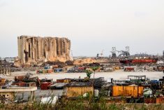 Wreckage of wheat silos at Lebanon&#8217;s Port of Beirut following an explosion at the port on Aug. 4, 2020. (Hiba Kallas/iStock/Getty Images)
