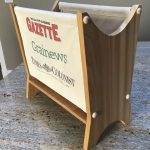 Don Levreault’s magazine rack was built with western red cedar and canvas side panels featuring the nameplates of his favourite publications.