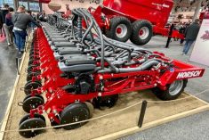 The row unit on the Solus 1047 SX looks more like a corn planter than a seeder.