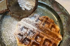 Dusting Liège waffles with icing sugar is optional.