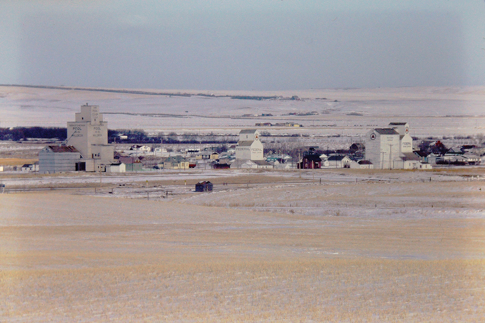 A photo developed from old film stock looks over the village of Waldeck, about 20 km northeast of Swift Current, in 1976.