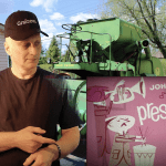 Antique John Deere combine.