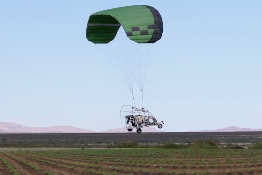 The Stratus AirSprayer in flight at the Spaceport America testing facility in New Mexico during the spring of 2024.
