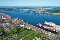 Aerial view of the eastern section of the Port of Montreal