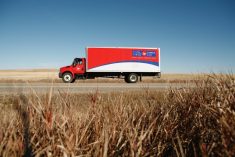 Undated photo of a Canada Post truck on a Prairie road. The Canadian Union of Postal Workers (CUPW) announced a national strike effective Nov. 15, 2024 starting at 12:01 a.m. ET.