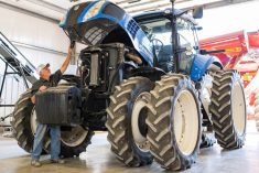 new holland tractor in service bay