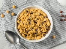 Chocolate chip cookie dough made with chickpea flour. Pulse starches are being explored for use in batters, breading, pastas and various snack foods.