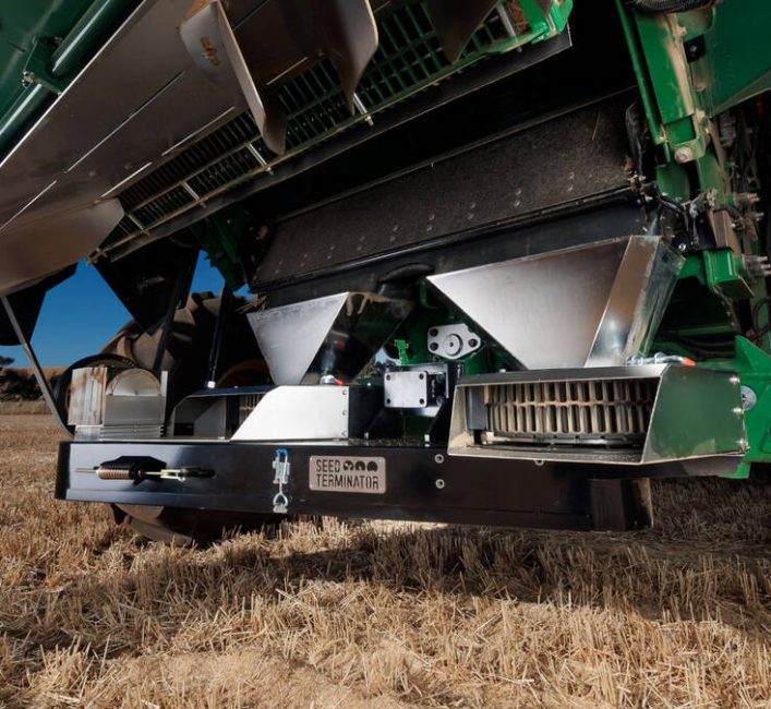 A Saskatchewan farmer is combining weed control with harvest