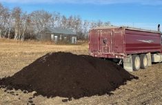 compost pile on a saskatchewan field