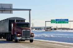 A truck at the U.S. – Canada border. PHOTO: FILE
