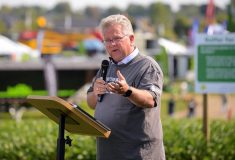 Senator Rob Black speaks at Canada’s Outdoor Farm Show in September of 2024. Photo: Diana Martin
