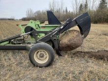 rock picker with rock digger attachment