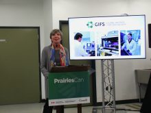 Federal emergency management and community resilience minister Eleanor Olszewski made the announcement at the Global Institute for Food Security in Saskatoon Photos: Janelle Rudolph
