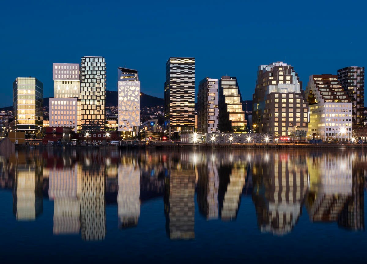 Oslo Skyline by night 2015. Photo: Baiaz/iStock/Getty Images