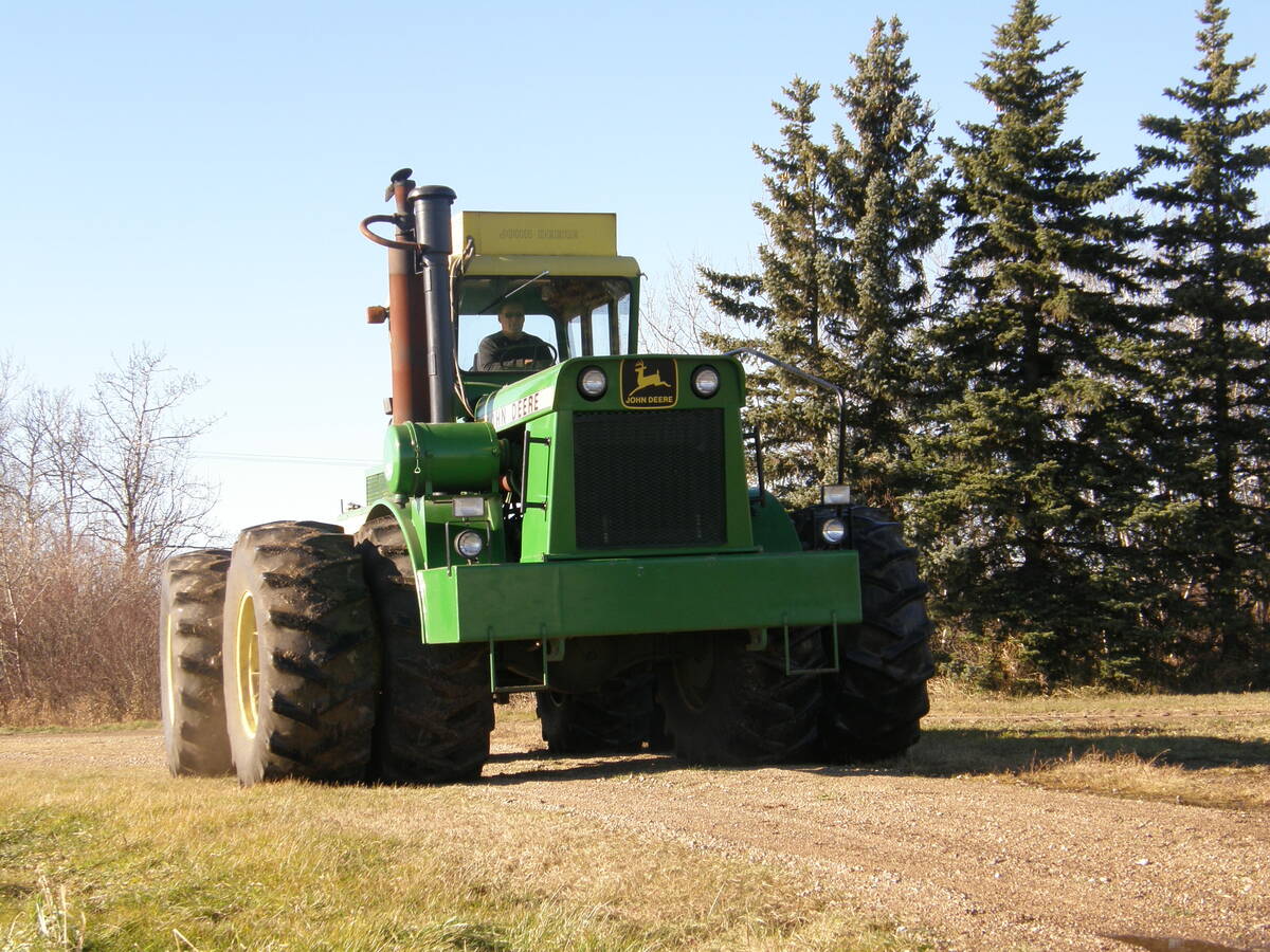 Monty Neibergall replaced this WA-14’s previous tires with wider 24.5 X 32 duals to better deliver horsepower to the ground and reduce compaction.