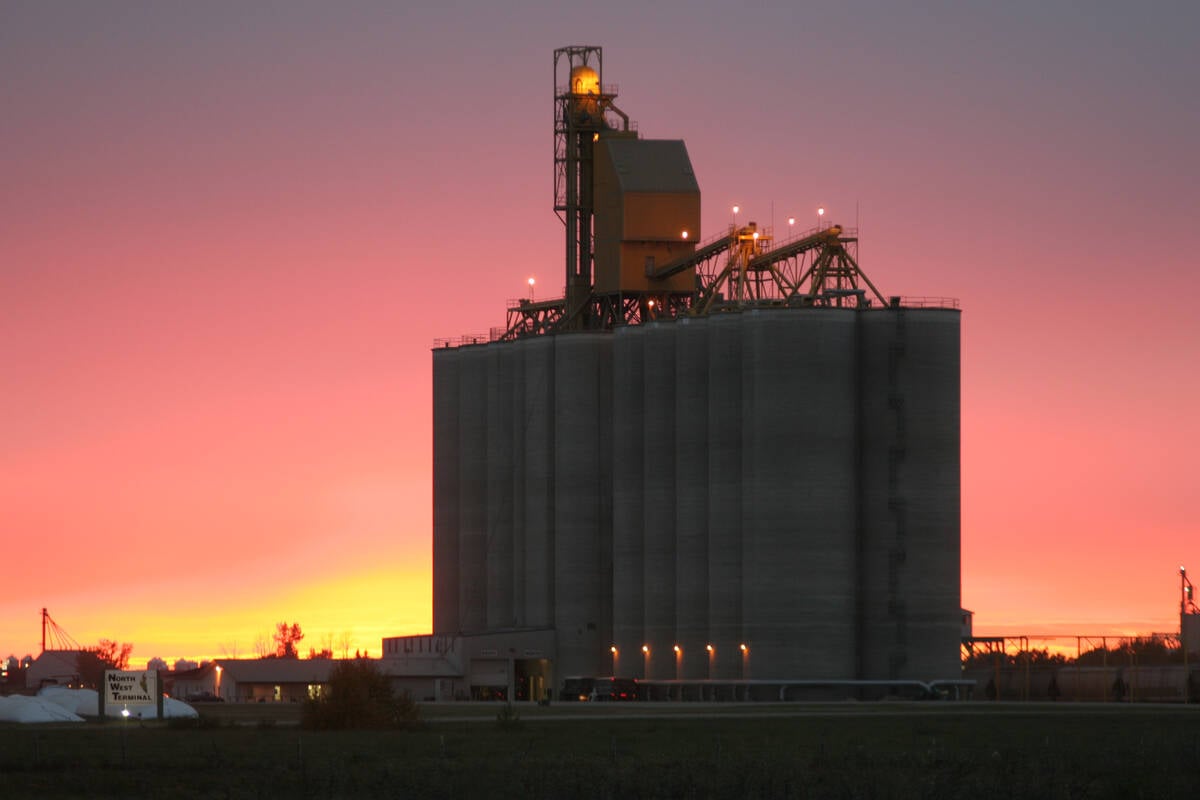 Trucks were busy hauling grain into the North West Terminal  in Unity, Sask., Sept. 20.