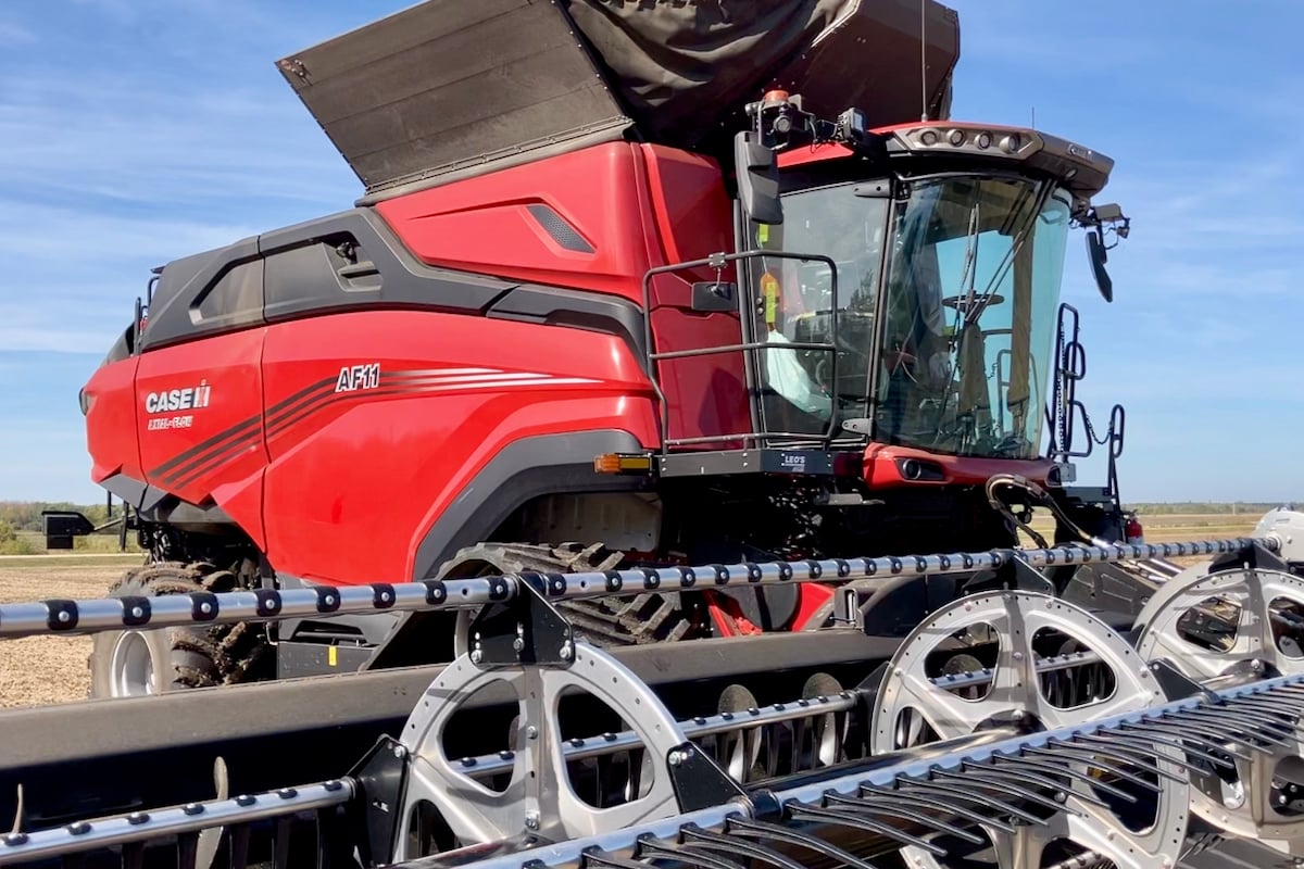 Case IH AF11 combine near Greenwald, Manitoba. photo: Greg Berg