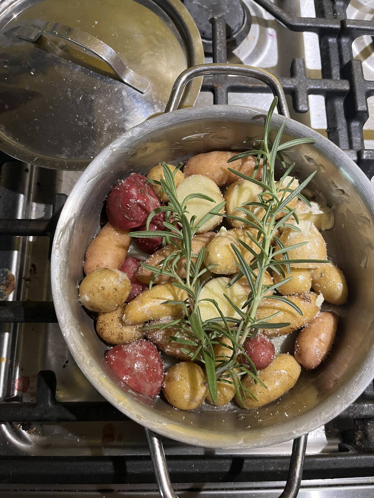 Butter-basted baby potatoes with rosemary
