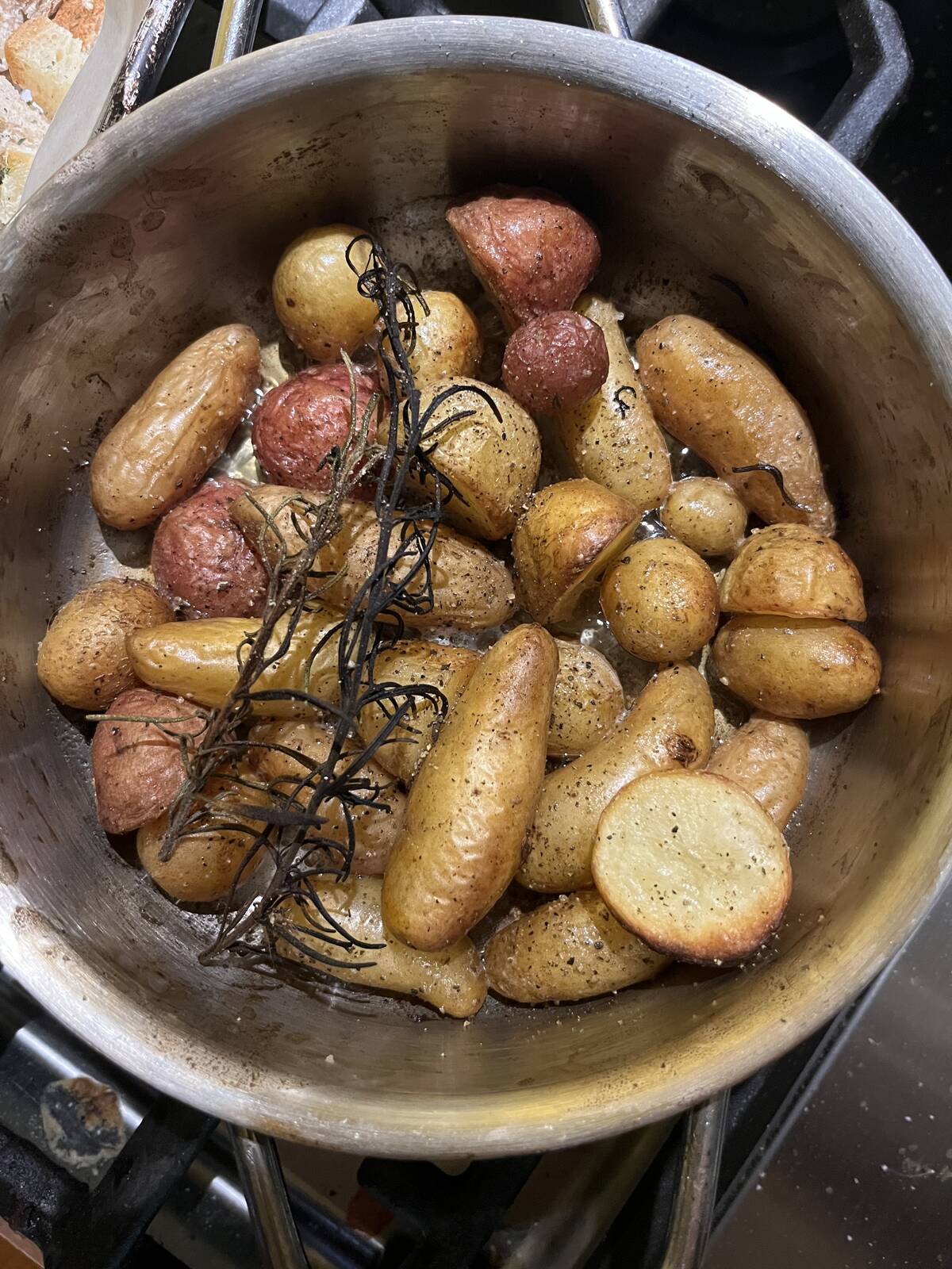 Butter-basted baby potatoes with rosemary
