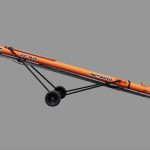 The gas-powered FX4 SP conveyor from AGI uses a 37-horsepower Vanguard gas engine and moves grain through a 10-inch barrel. Photos: AGI