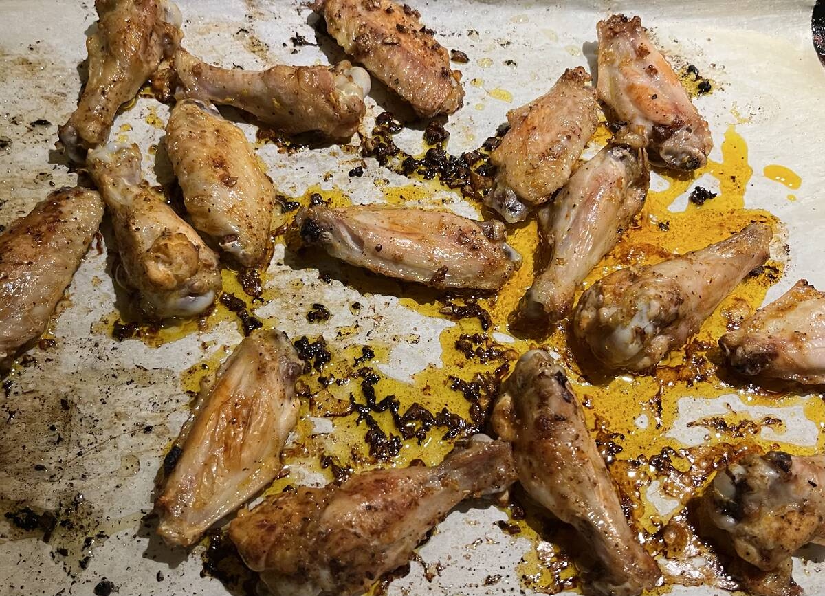 Roast the wings until tender and crisp.