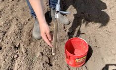 Taking a soil sample. Photo: Nutrien Ag Solutions video screengrab