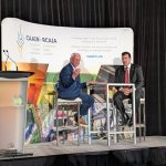 MP Kody Blois speaks with Kim McConnell at a fireside chat ahead of the 2026 Future of Food Conference in Ottawa Feb. 9. Photo by Jonah Grignon
