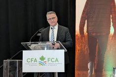 Heath MacDonald speaks at the Canadian Federation of Agriculture AGM in Ottawa Feb. 25. Photo by Jonah Grignon
