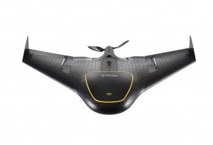 The UX5 is powered by an electric motor and uses a 14.5 volt onboard lithium battery, giving it a 50 minute flight time. At an airspeed of 80 k.p.h., the plane can cover about two square kilometres in a single flight.