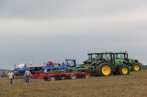 Tillage equipment lined up in one of the demonstration fields