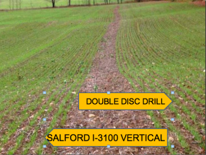 Jim Boak of Salford says previous field trials using a vertical tillage implement to seed cereals and small grains has yielded very good results.