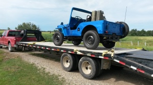 CJ3A on it's way to a new home and a new paint job