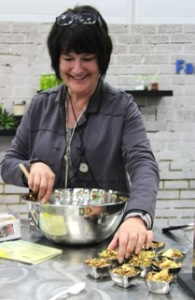 Simone Demers Collins promoting Canadian food products. 